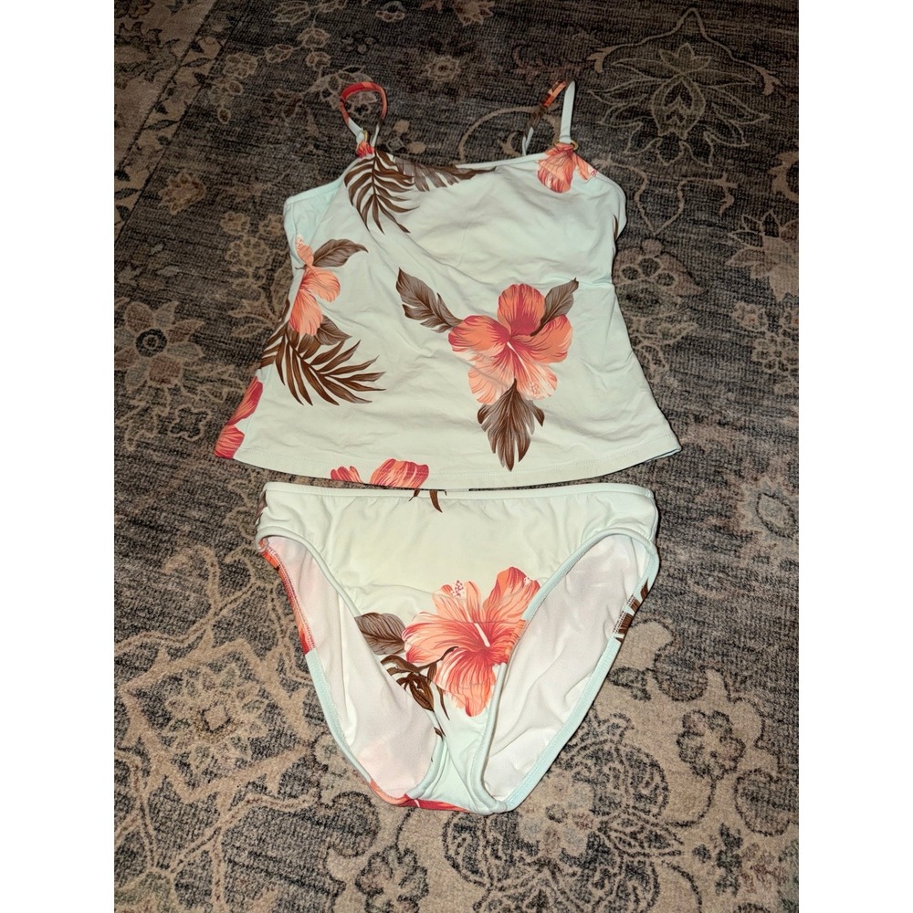 Vintage Leilani Tankini Swimsuit Set Tropical Flowers Floral